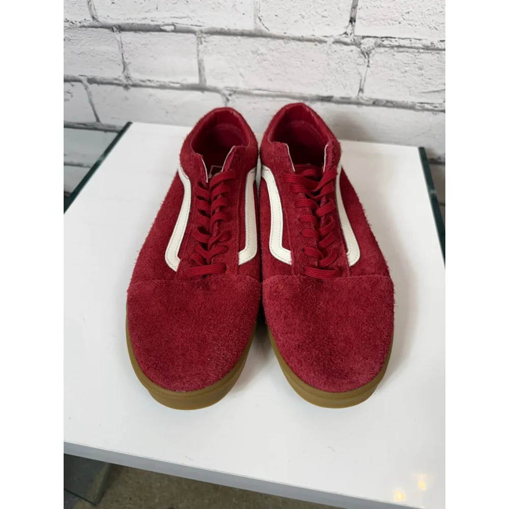 Men's Vans Old Skool Low Pro Red Suede Sneakers White Stripe size 10.5 NWOT
